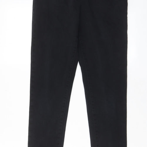 Marks and Spencer Womens Black Cotton Skinny Jeans Size 14 L29 in Slim Zip - Pockets