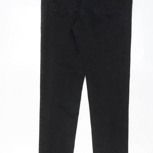 Marks and Spencer Womens Black Cotton Skinny Jeans Size 14 L29 in Slim Zip - Pockets