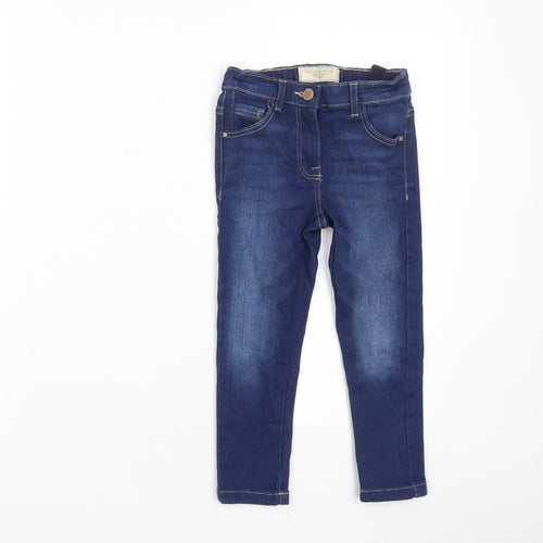 NEXT Boys Blue Cotton Skinny Jeans Size 4 Years Regular Zip - Pockets, Adjustable Waist