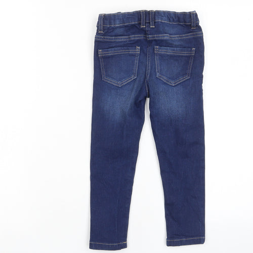 NEXT Boys Blue Cotton Skinny Jeans Size 4 Years Regular Zip - Pockets, Adjustable Waist