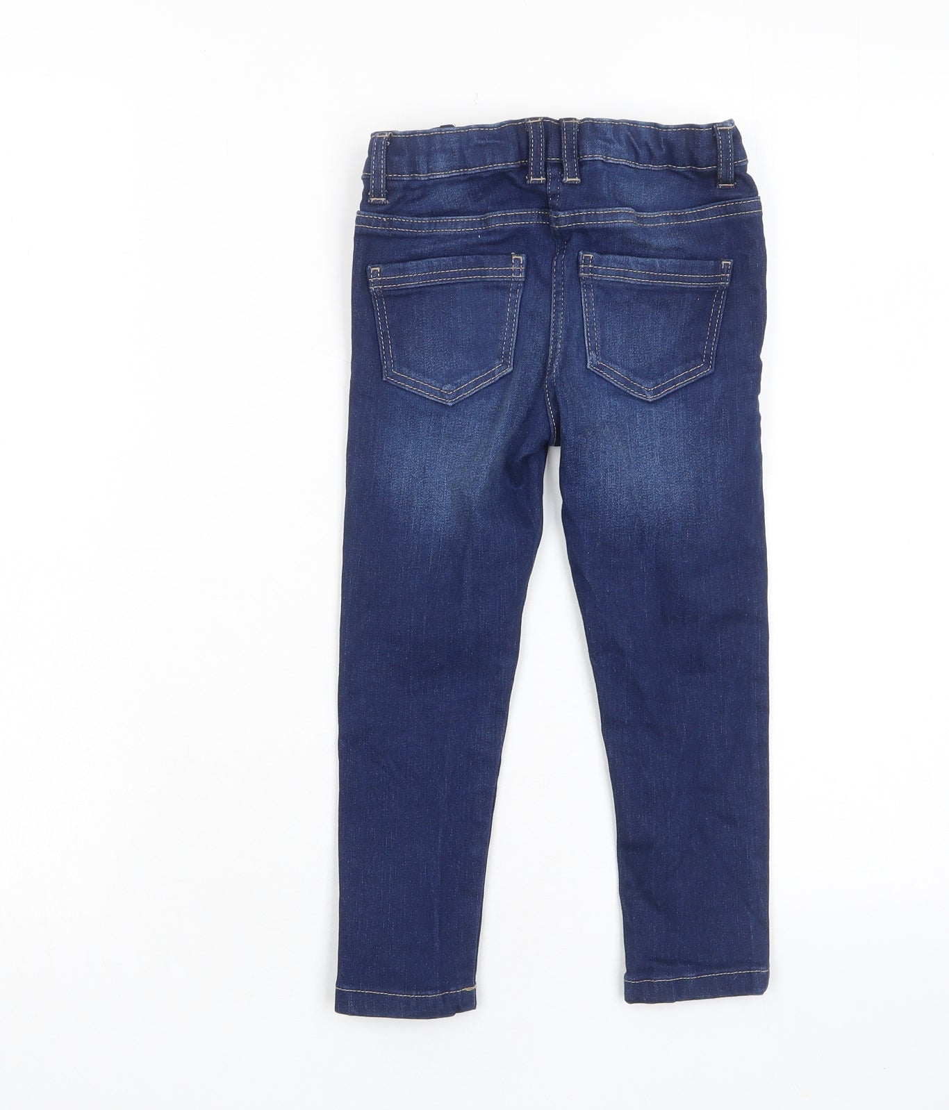 NEXT Boys Blue Cotton Skinny Jeans Size 4 Years Regular Zip - Pockets, Adjustable Waist