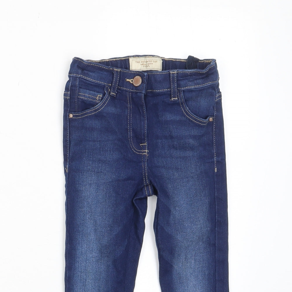 NEXT Boys Blue Cotton Skinny Jeans Size 4 Years Regular Zip - Pockets, Adjustable Waist