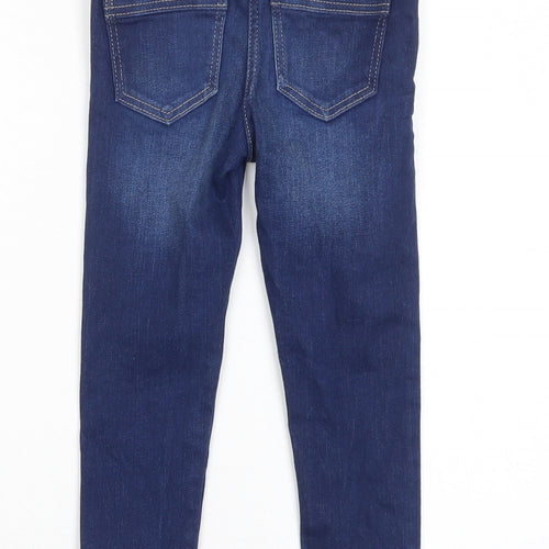 NEXT Boys Blue Cotton Skinny Jeans Size 4 Years Regular Zip - Pockets, Adjustable Waist