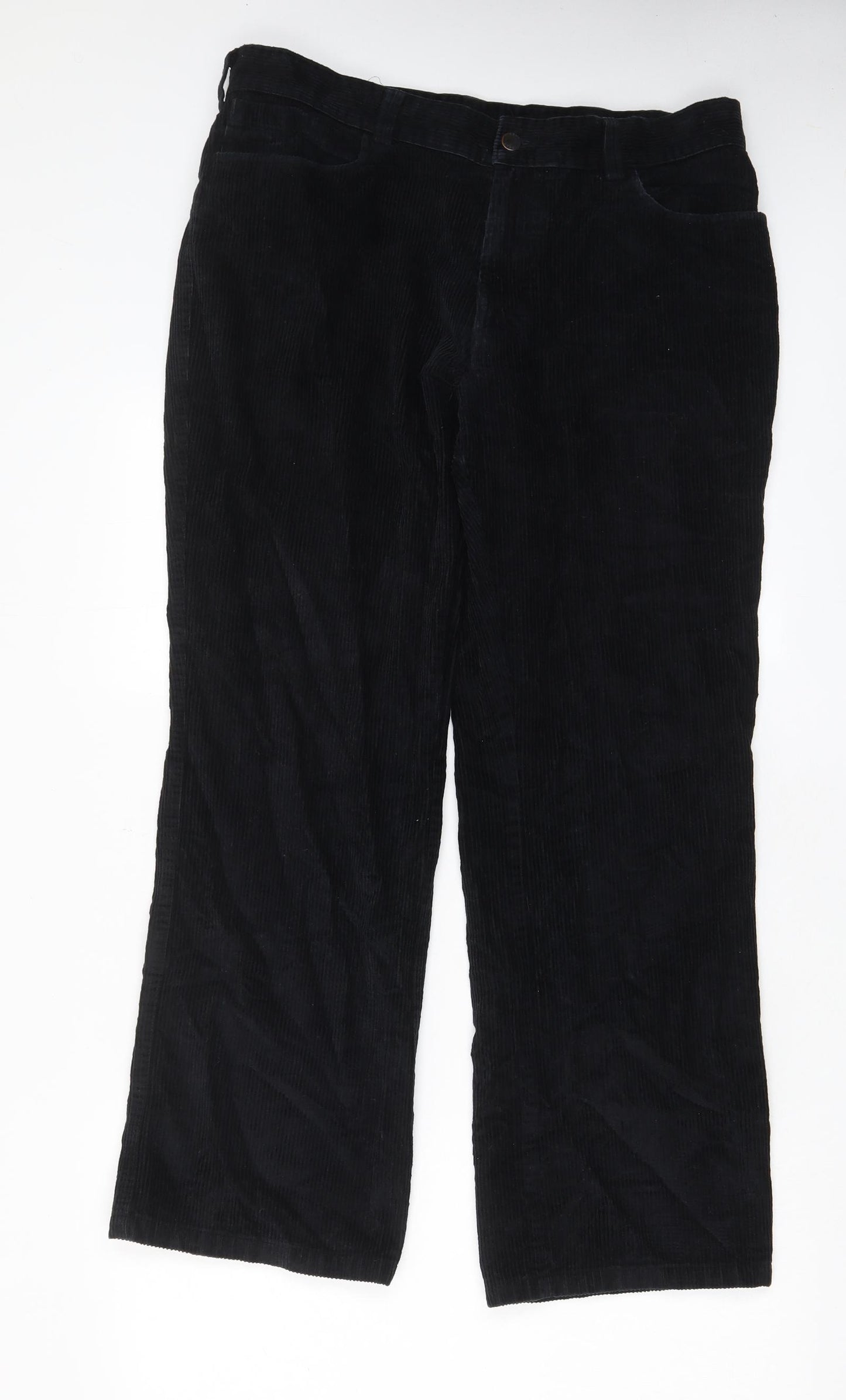 NEXT Mens Black Cotton Trousers Size 36 in L29 in Regular Zip - Pockets