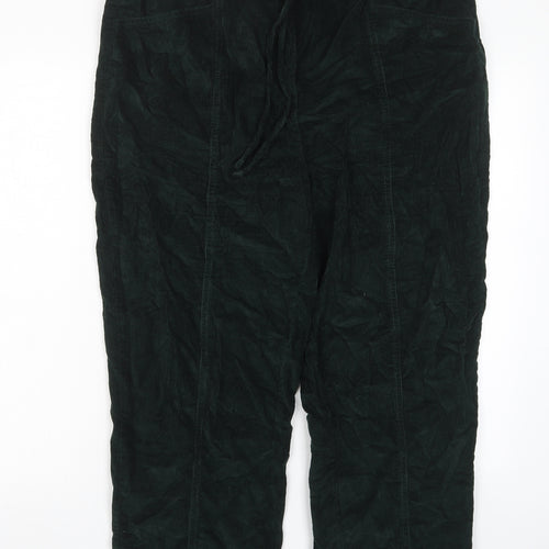 EWM Womens Green Cotton Cropped Trousers Size 18 L24 in Regular Drawstring - Pockets