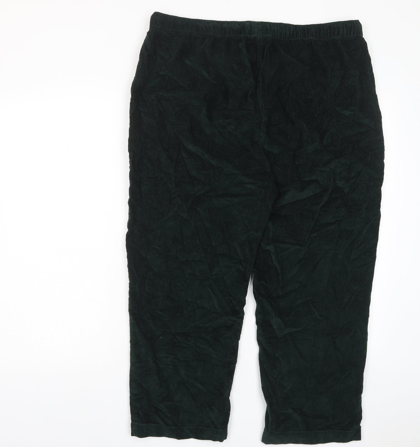 EWM Womens Green Cotton Cropped Trousers Size 18 L24 in Regular Drawstring - Pockets