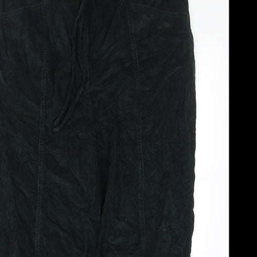 EWM Womens Green Cotton Cropped Trousers Size 18 L24 in Regular Drawstring - Pockets