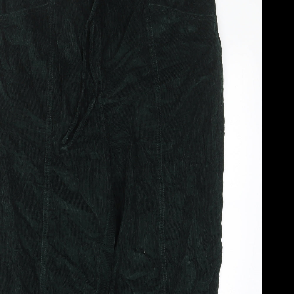 EWM Womens Green Cotton Cropped Trousers Size 18 L24 in Regular Drawstring - Pockets