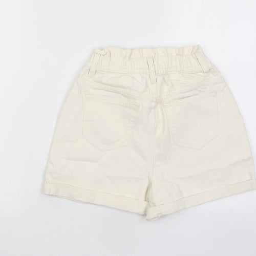 Denim & Co. Womens Beige Cotton Basic Shorts Size 4 L3 in Regular Zip - Pockets