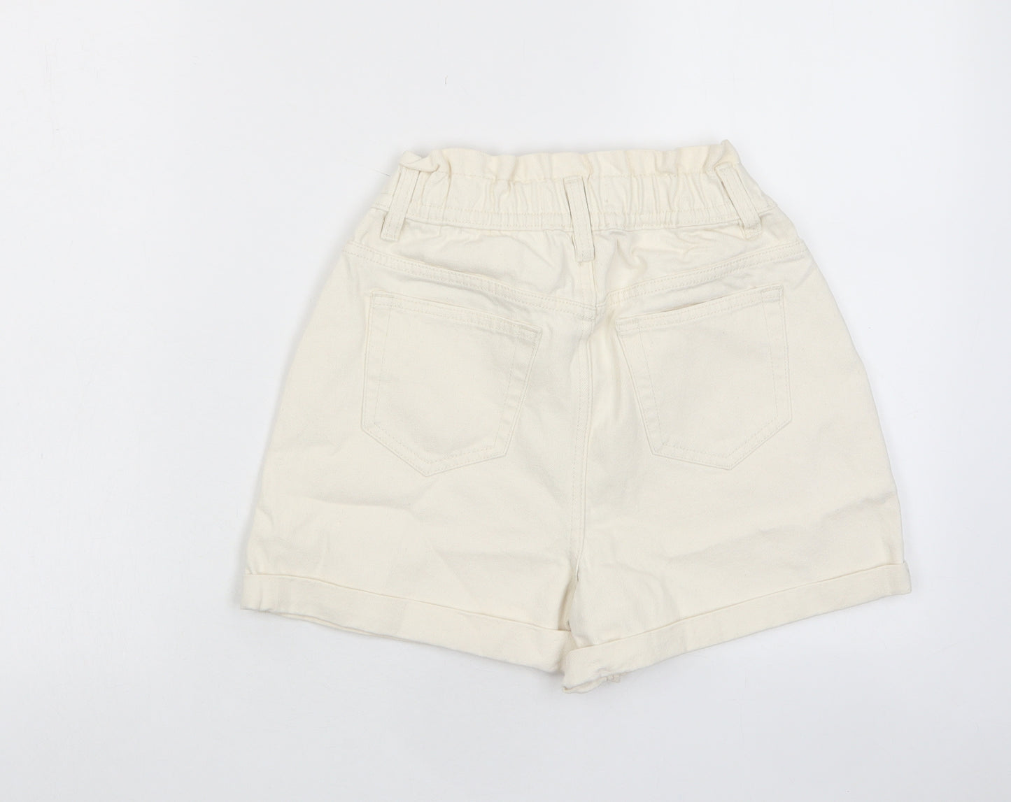 Denim & Co. Womens Beige Cotton Basic Shorts Size 4 L3 in Regular Zip - Pockets