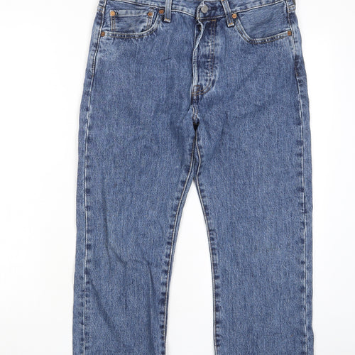 Levi's Womens Blue Cotton Straight Jeans Size 32 in L30 in Regular Button - Pockets Cut Out