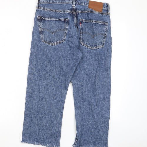 Levi's Womens Blue Cotton Straight Jeans Size 32 in L30 in Regular Button - Pockets Cut Out