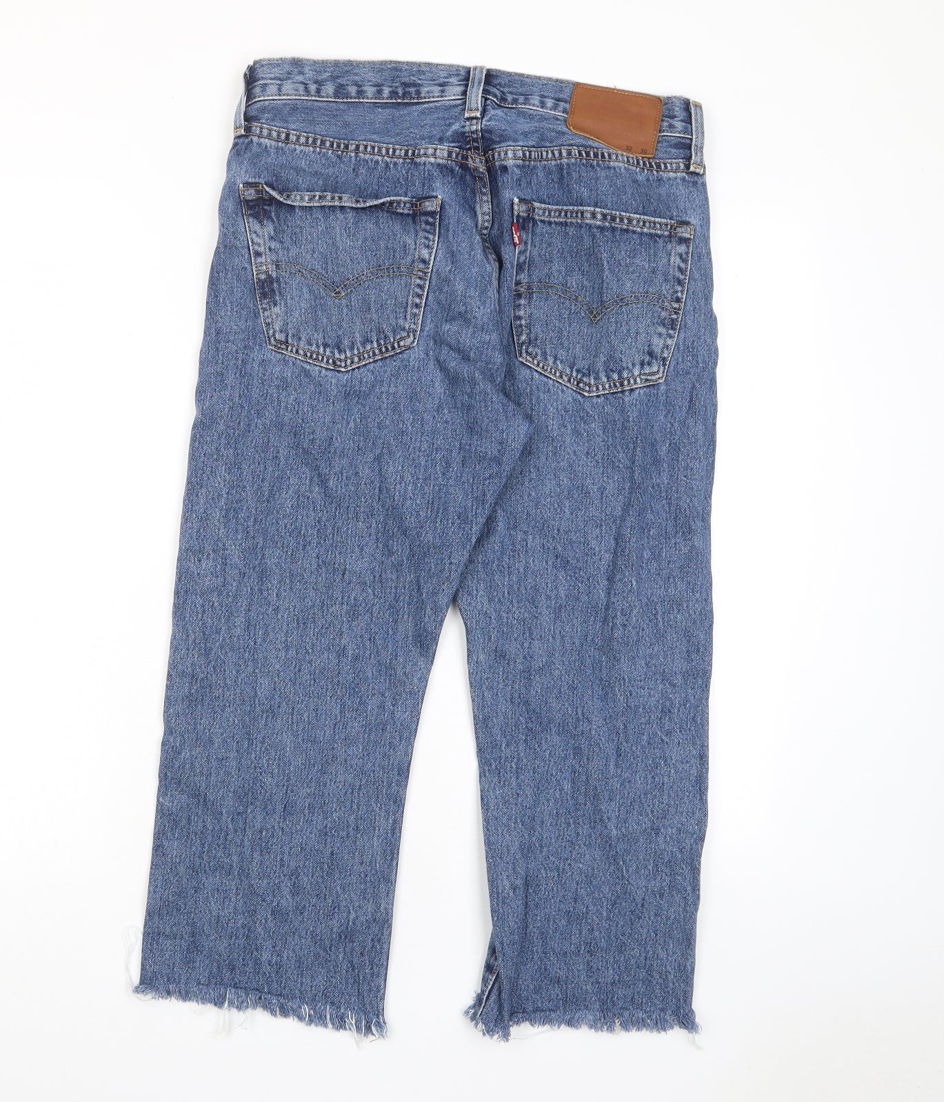Levi's Womens Blue Cotton Straight Jeans Size 32 in L30 in Regular Button - Pockets Cut Out