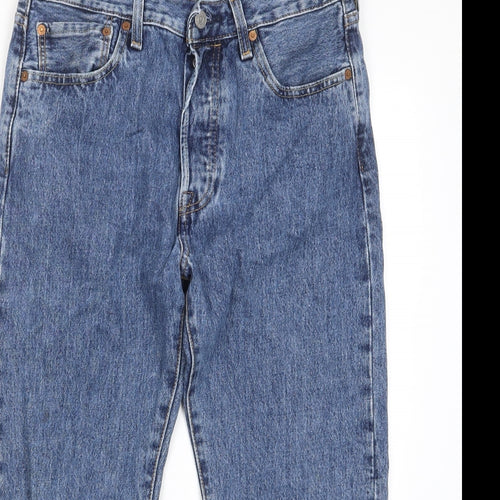 Levi's Womens Blue Cotton Straight Jeans Size 32 in L30 in Regular Button - Pockets Cut Out
