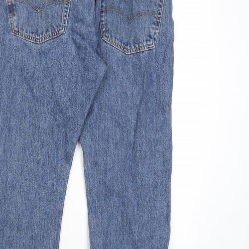 Levi's Womens Blue Cotton Straight Jeans Size 32 in L30 in Regular Button - Pockets Cut Out