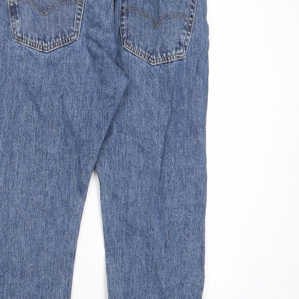 Levi's Womens Blue Cotton Straight Jeans Size 32 in L30 in Regular Button - Pockets Cut Out