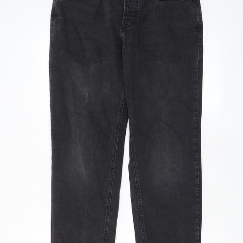 Denim & Co. Mens Black Cotton Straight Jeans Size 32 in L30 in Relaxed Button - Pockets