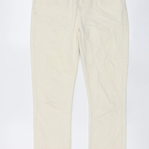 Fat Face Womens Beige Cotton Cropped Jeans Size 12 L23 in Regular Zip - Pockets