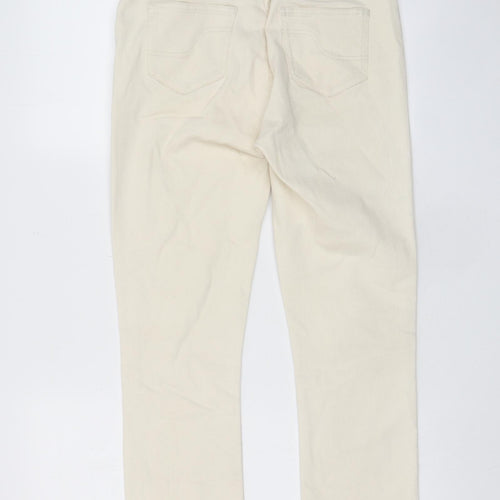 Fat Face Womens Beige Cotton Cropped Jeans Size 12 L23 in Regular Zip - Pockets