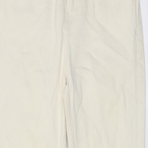 Fat Face Womens Beige Cotton Cropped Jeans Size 12 L23 in Regular Zip - Pockets