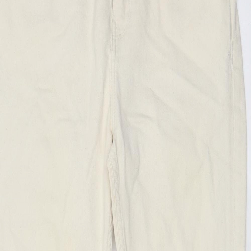Fat Face Womens Beige Cotton Cropped Jeans Size 12 L23 in Regular Zip - Pockets