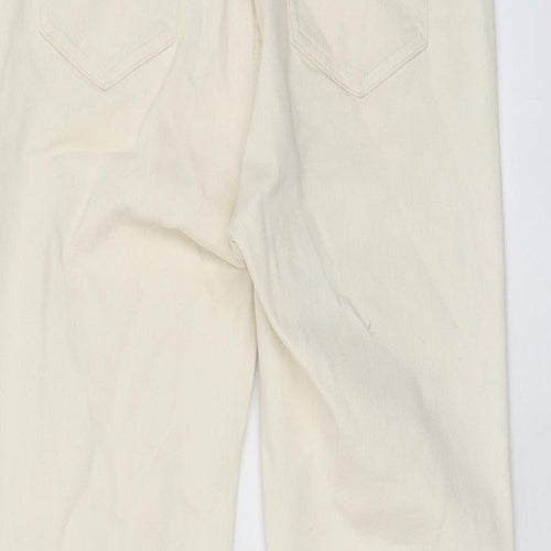 Fat Face Womens Beige Cotton Cropped Jeans Size 12 L23 in Regular Zip - Pockets