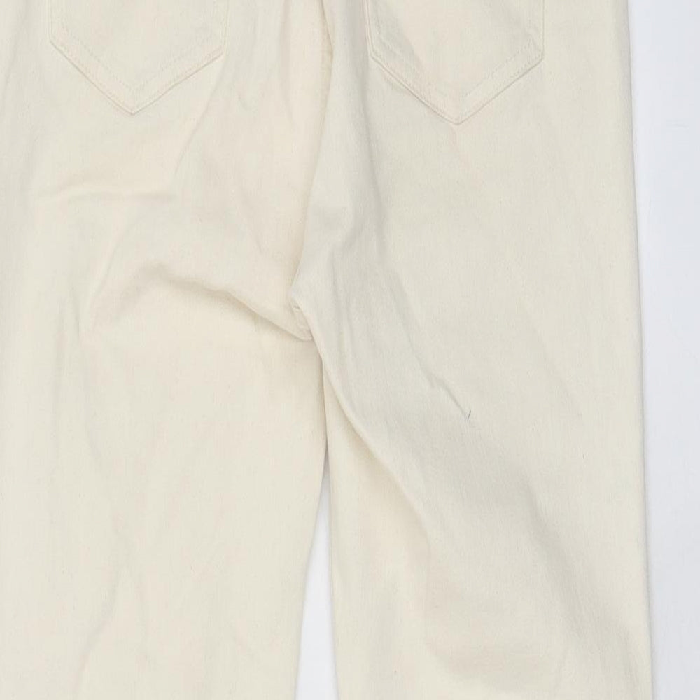 Fat Face Womens Beige Cotton Cropped Jeans Size 12 L23 in Regular Zip - Pockets