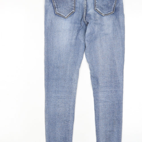 Denim Club Womens Blue Cotton Skinny Jeans Size 8 L26 in Regular Zip - Roses, Embroidered