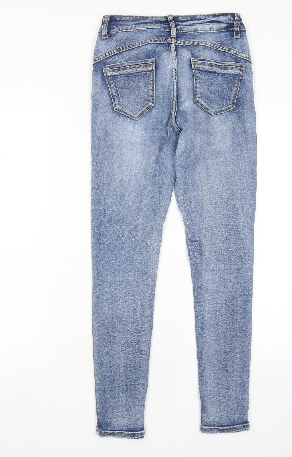 Denim Club Womens Blue Cotton Skinny Jeans Size 8 L26 in Regular Zip - Roses, Embroidered