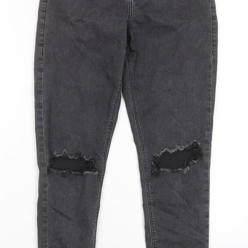 Topshop Womens Grey Cotton Skinny Jeans Size 28 in L30 in Regular Zip - Pockets