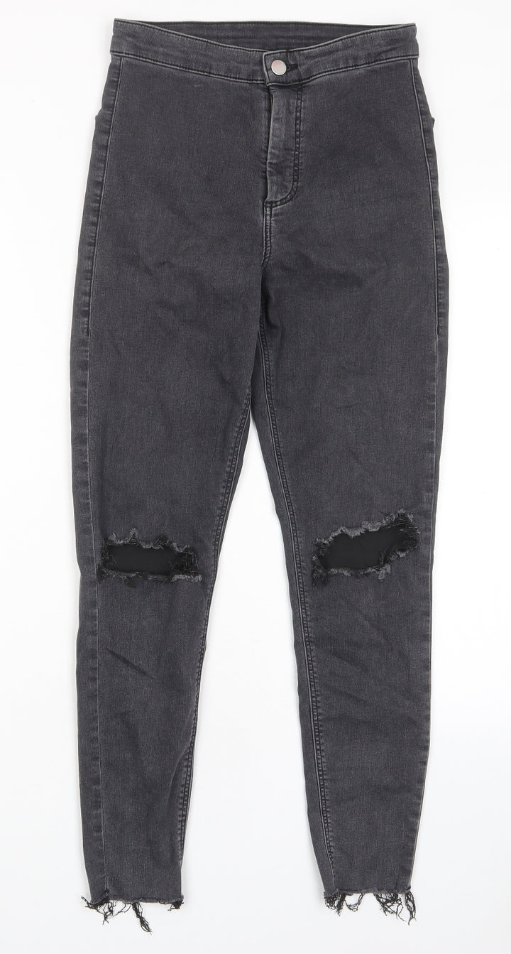 Topshop Womens Grey Cotton Skinny Jeans Size 28 in L30 in Regular Zip - Pockets