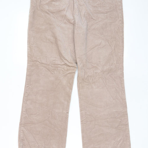 C.M.D Womens Beige Cotton Trousers Size 14 L25 in Regular Hook & Eye - Pockets
