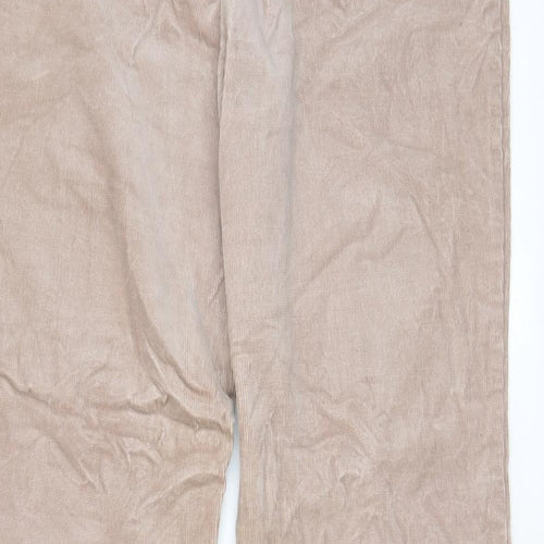 C.M.D Womens Beige Cotton Trousers Size 14 L25 in Regular Hook & Eye - Pockets