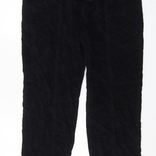 EWM Womens Blue Cotton Trousers Size 18 L26 in Regular Drawstring - Elasticated Waist