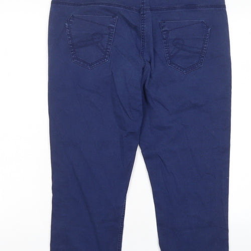George Womens Blue Cotton Cropped Jeans Size 14 L22 in Regular Zip - Pockets