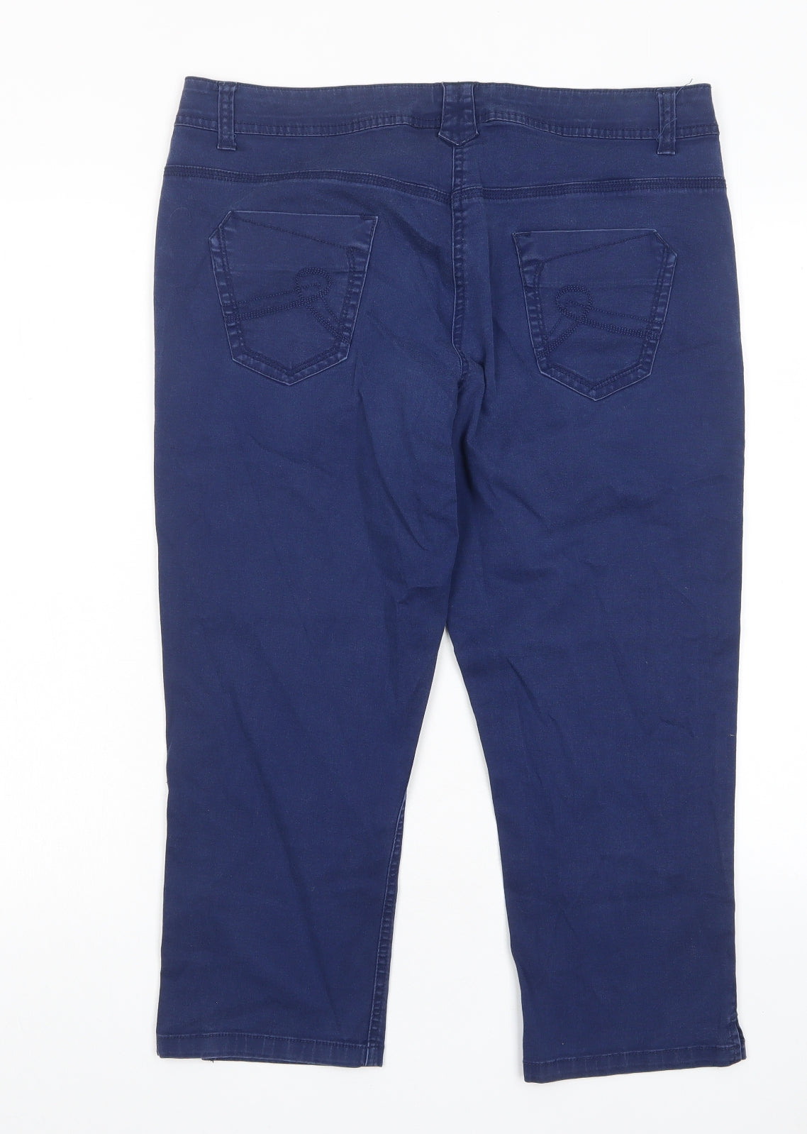 George Womens Blue Cotton Cropped Jeans Size 14 L22 in Regular Zip - Pockets