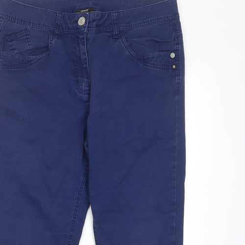 George Womens Blue Cotton Cropped Jeans Size 14 L22 in Regular Zip - Pockets