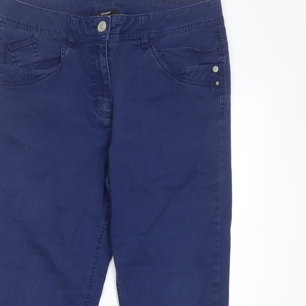 George Womens Blue Cotton Cropped Jeans Size 14 L22 in Regular Zip - Pockets