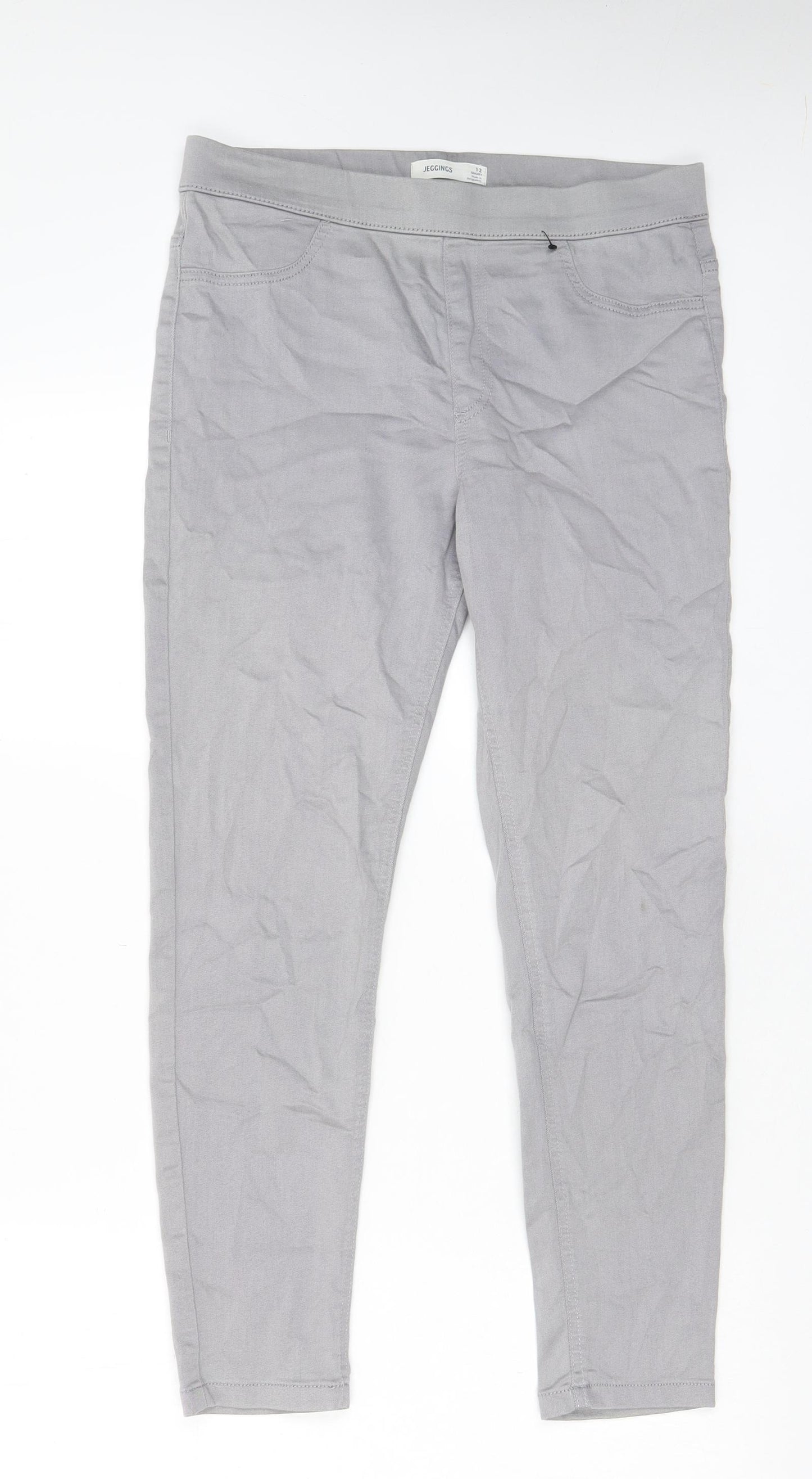 Marks and Spencer Womens Grey Cotton Jegging Jeans Size 12 L26 in Regular