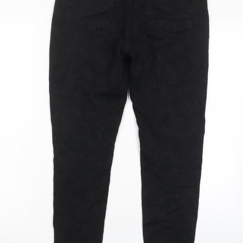 Indigo Womens Black Geometric Cotton Skinny Jeans Size 10 L28 in Regular Zip - Pockets, Embroided