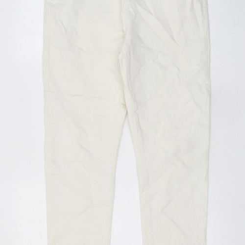 Denim & Co. Womens Ivory Cotton Straight Jeans Size 16 L29 in Regular Zip - Pockets