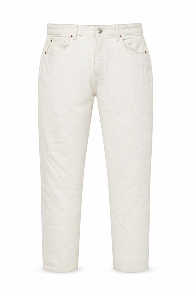 Denim & Co. Womens Ivory Cotton Straight Jeans Size 16 L29 in Regular Zip - Pockets