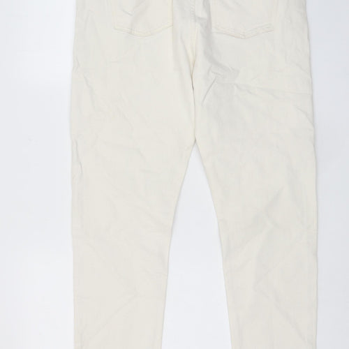 Denim & Co. Womens Ivory Cotton Straight Jeans Size 16 L29 in Regular Zip - Pockets