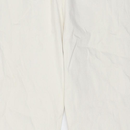 Denim & Co. Womens Ivory Cotton Straight Jeans Size 16 L29 in Regular Zip - Pockets