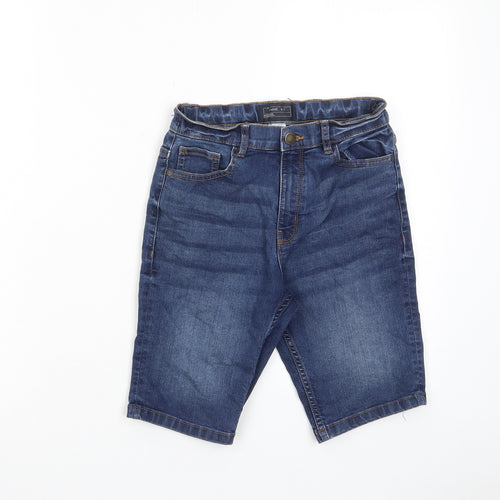 NEXT Boys Blue Cotton Bermuda Shorts Size 10 Years Regular Zip - Pockets, Adjustable waist