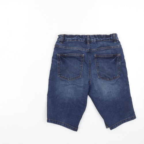 NEXT Boys Blue Cotton Bermuda Shorts Size 10 Years Regular Zip - Pockets, Adjustable waist