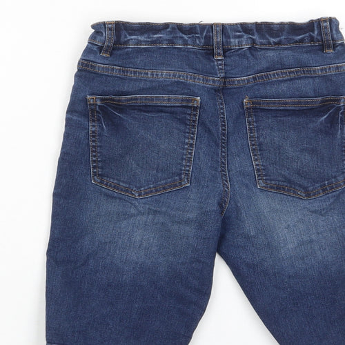 NEXT Boys Blue Cotton Bermuda Shorts Size 10 Years Regular Zip - Pockets, Adjustable waist