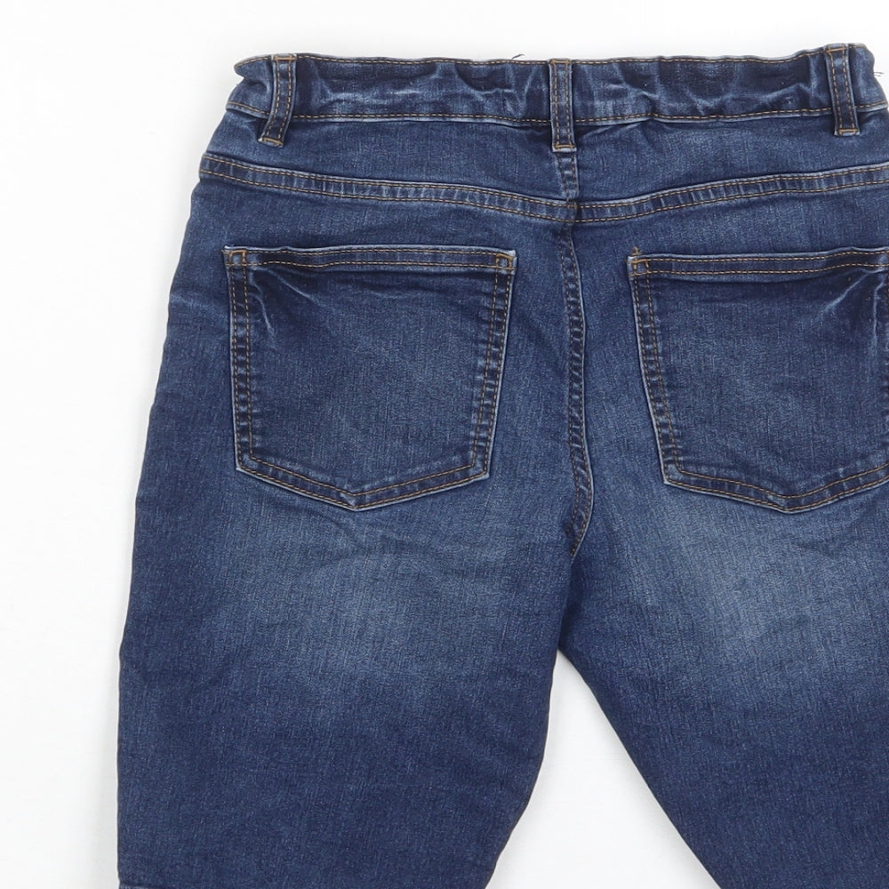 NEXT Boys Blue Cotton Bermuda Shorts Size 10 Years Regular Zip - Pockets, Adjustable waist