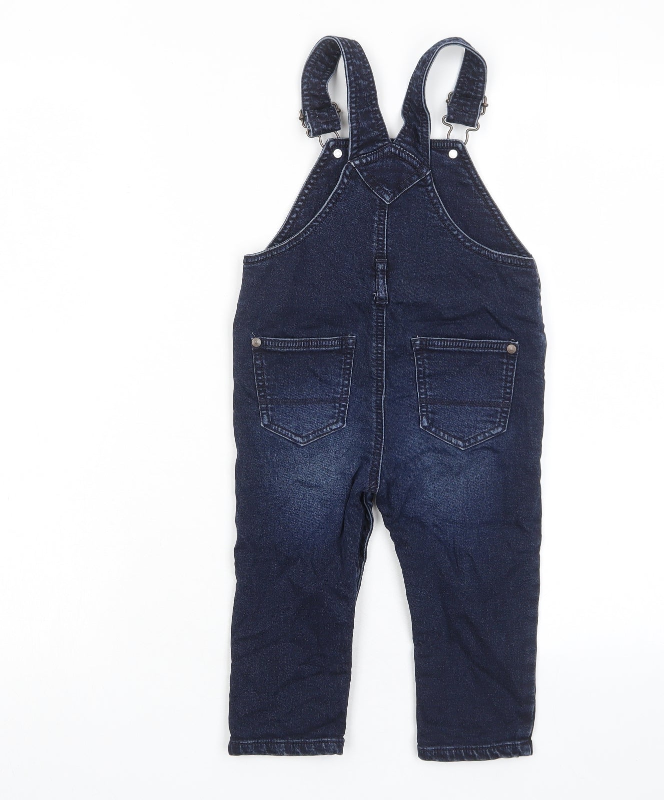 NEXT Baby Blue Cotton Dungaree One-Piece Size 18-24 Months Button - Pockets