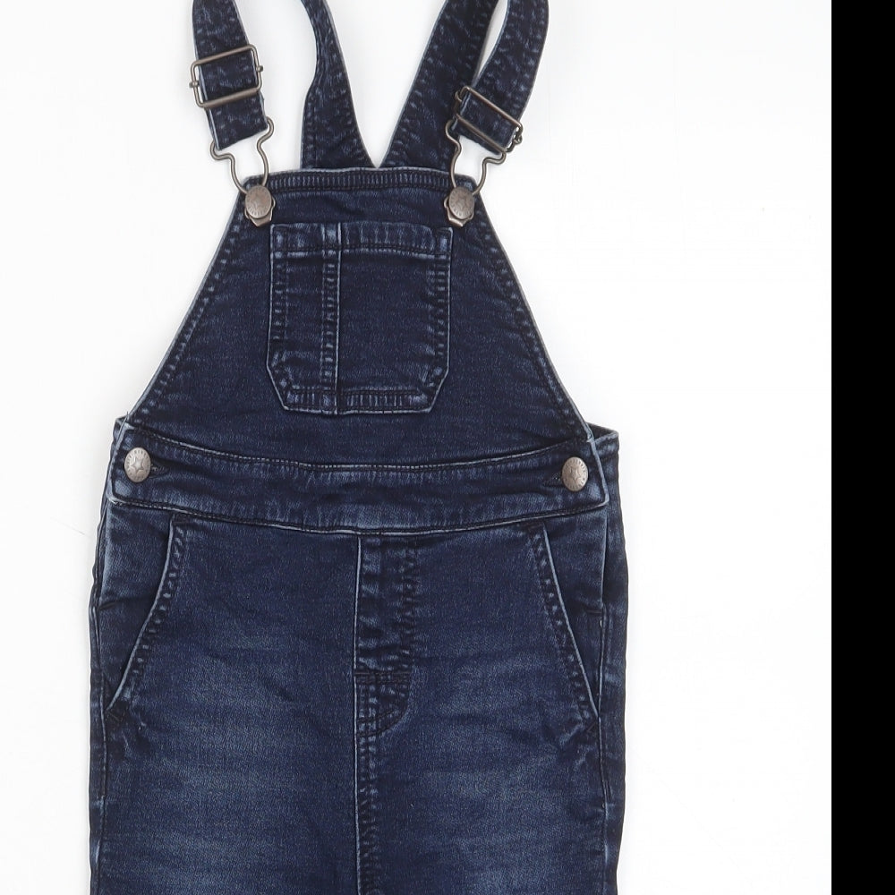 NEXT Baby Blue Cotton Dungaree One-Piece Size 18-24 Months Button - Pockets